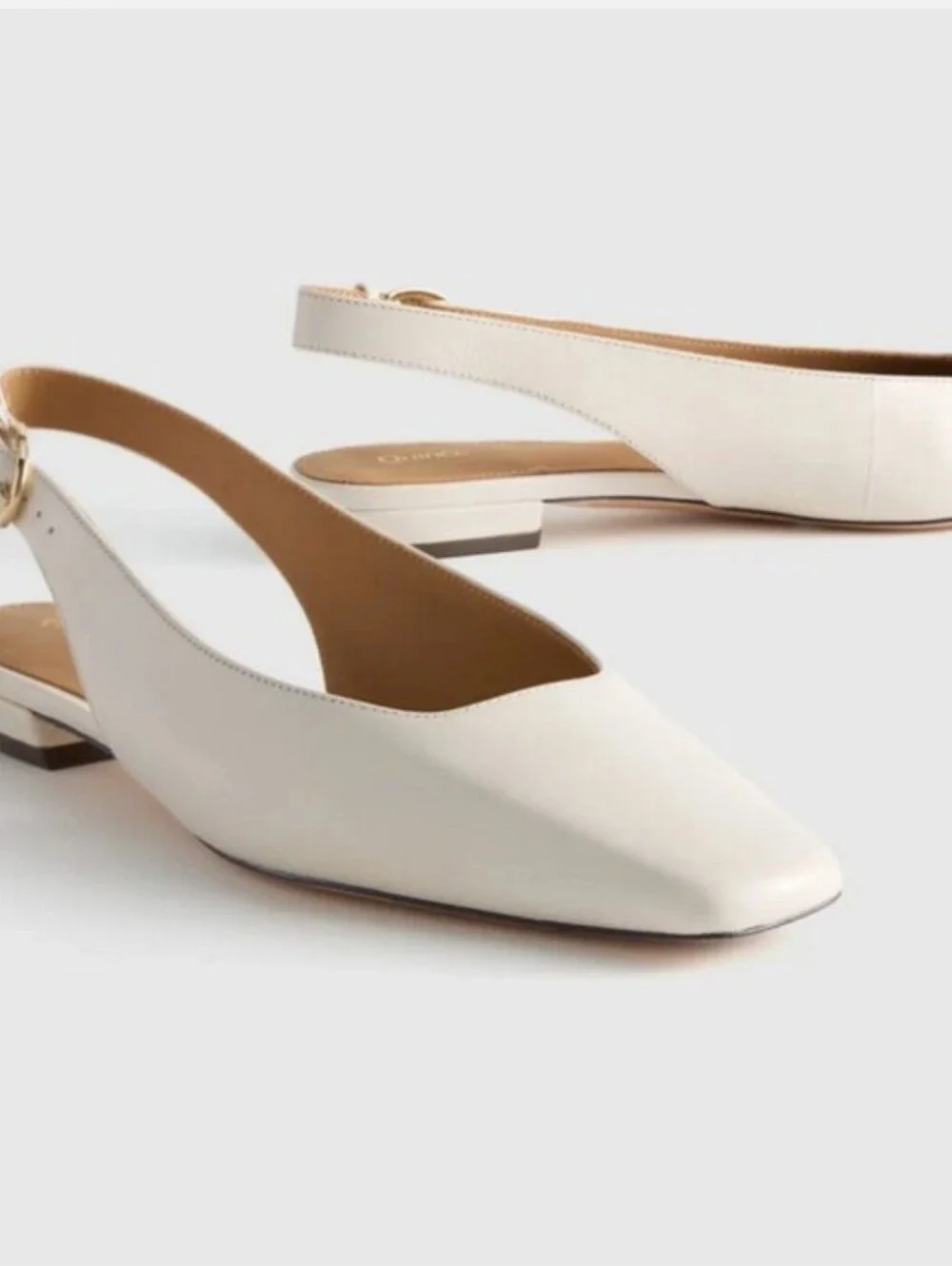 NWOB Quince Italian Leather Slingback Flat in Bone Size 7
